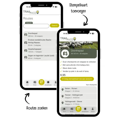 Routes zoeken en stempelkaart activeren